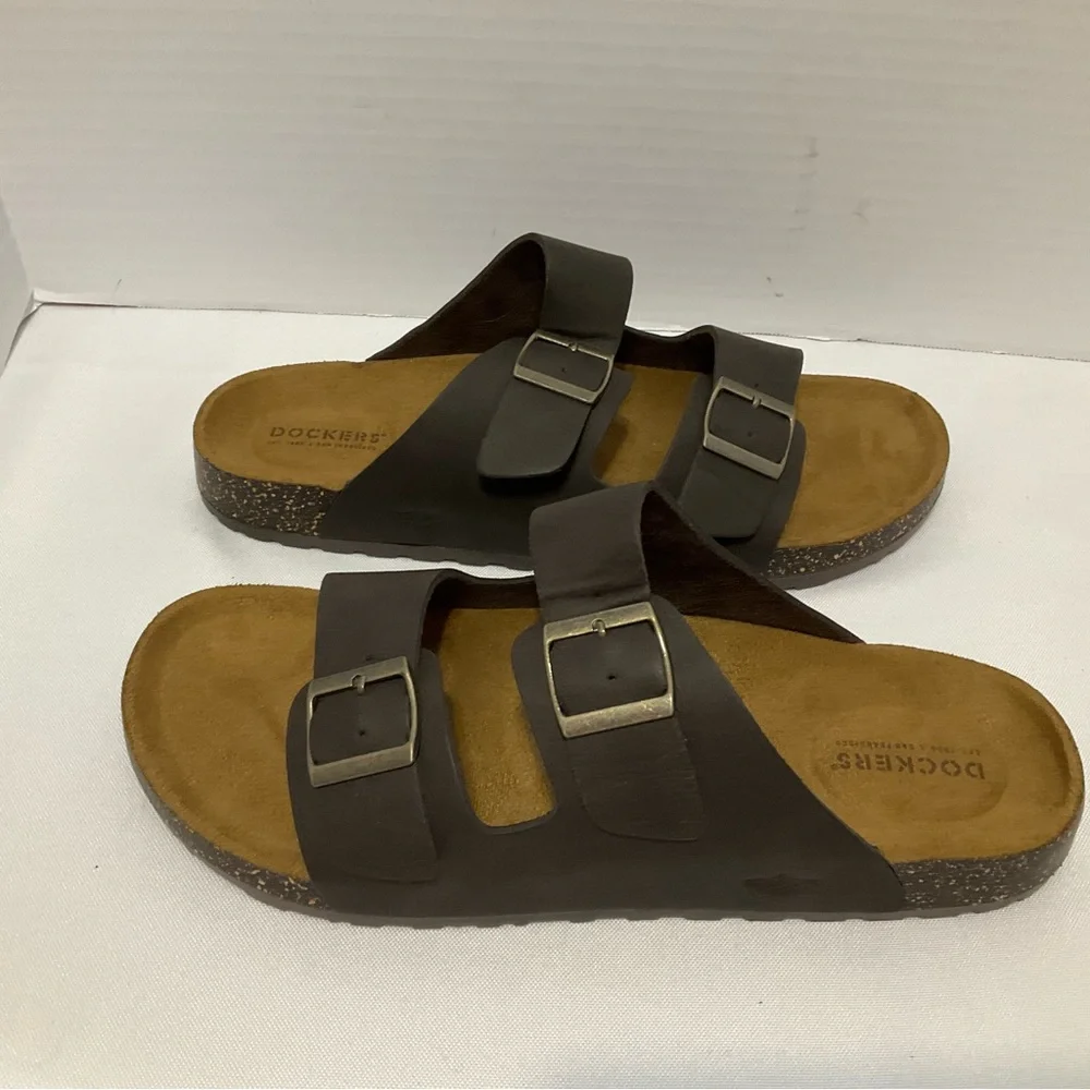 Dockers Brown‎ Two-Strap Sandals with Adjustable slip on leather upper Size 13